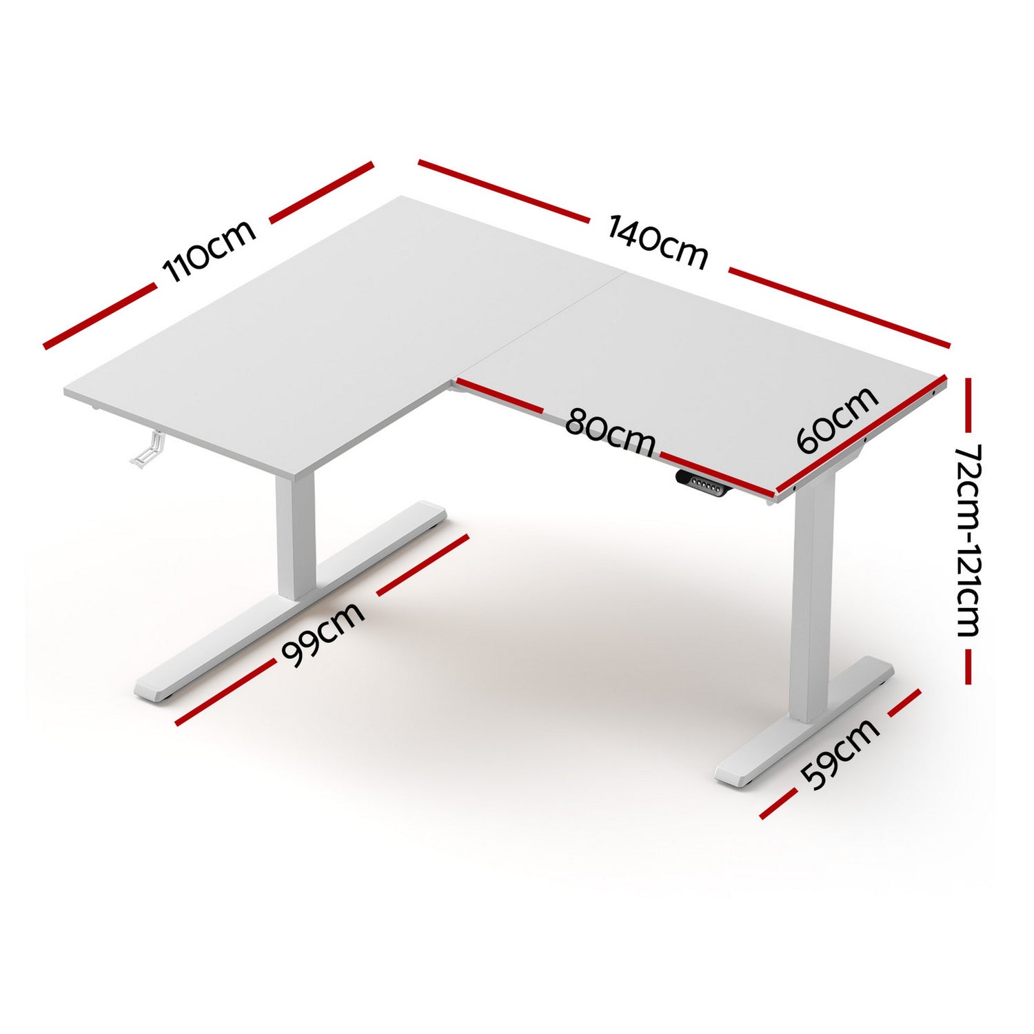 Artiss L-Shape Standing Desk Sit Stand Up Height Adjustable Electric Motorised White-Furniture > Office > Desks-PEROZ Accessories