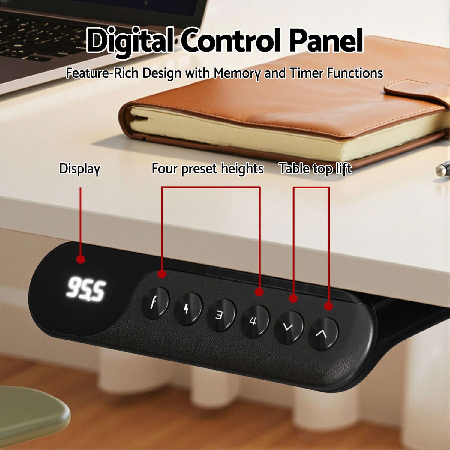 Artiss L-Shape Standing Desk Sit Stand Up Height Adjustable Electric Motorised White-Furniture > Office > Desks-PEROZ Accessories