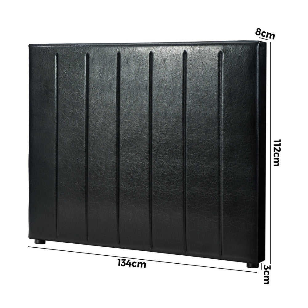 Oikiture Bed Frame Headboard King Single Size Bedhead Black Leather-Headboard-PEROZ Accessories