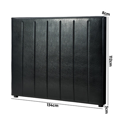 Oikiture Bed Frame Headboard King Single Size Bedhead Black Leather-Headboard-PEROZ Accessories
