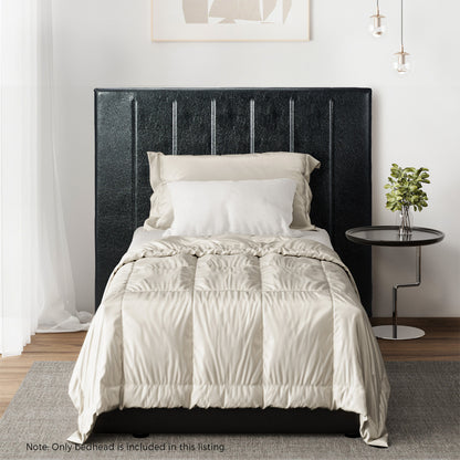 Oikiture Bed Frame Headboard King Single Size Bedhead Black Leather-Headboard-PEROZ Accessories