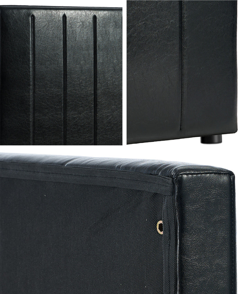 Oikiture Bed Frame Headboard King Single Size Bedhead Black Leather-Headboard-PEROZ Accessories