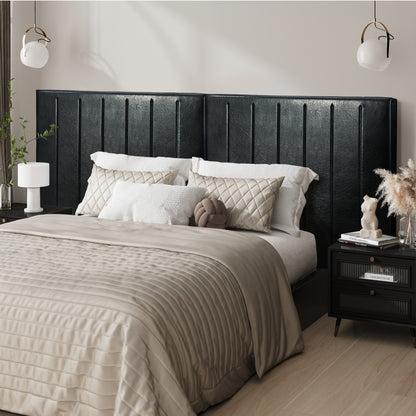 Oikiture Bed Frame Headboard Double Queen King Bedhead Black Leather-Headboard-PEROZ Accessories