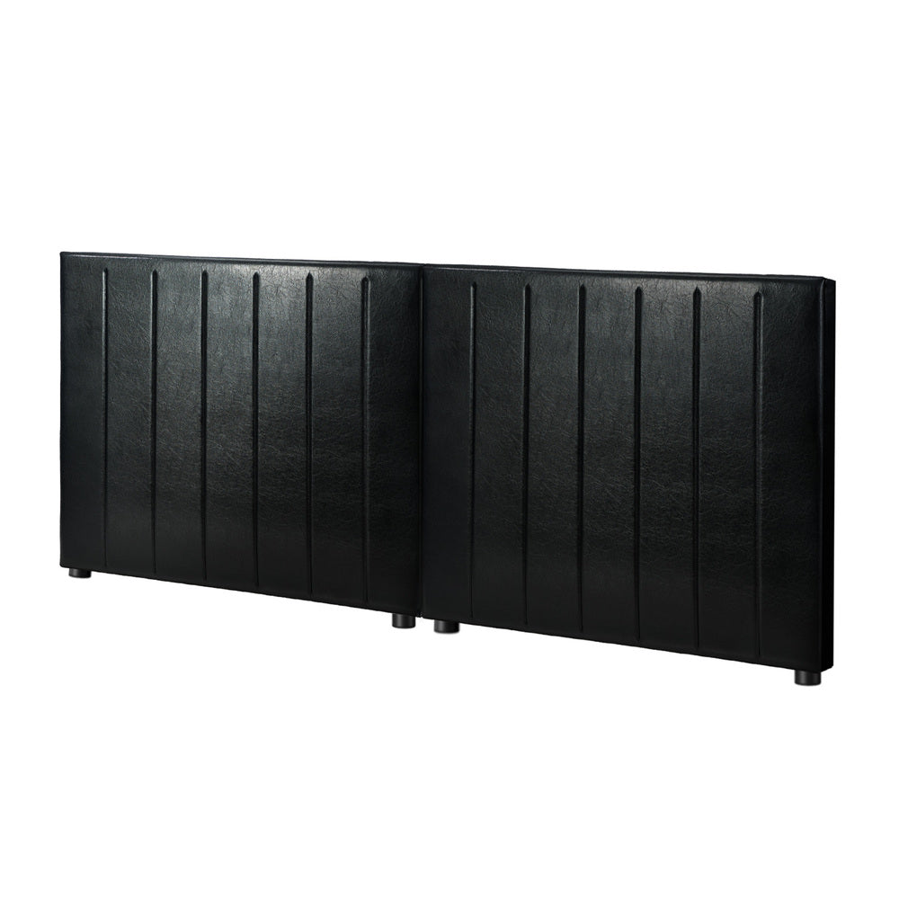 Oikiture Bed Frame Headboard Double Queen King Bedhead Black Leather-Headboard-PEROZ Accessories