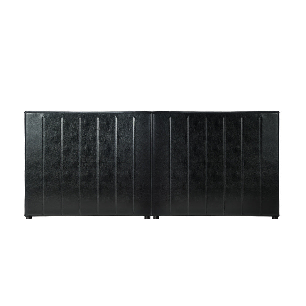 Oikiture Bed Frame Headboard Double Queen King Bedhead Black Leather-Headboard-PEROZ Accessories