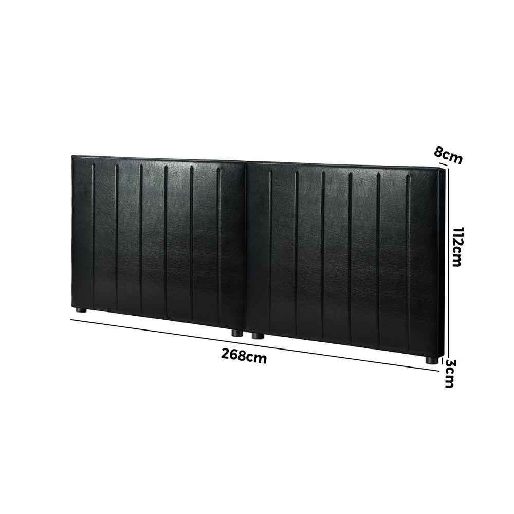 Oikiture Bed Frame Headboard Double Queen King Bedhead Black Leather-Headboard-PEROZ Accessories