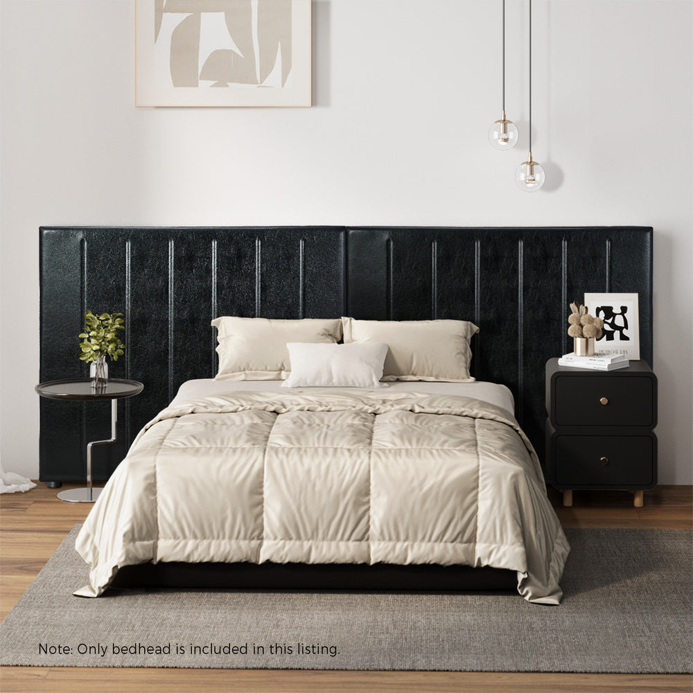 Oikiture Bed Frame Headboard Double Queen King Bedhead Black Leather-Headboard-PEROZ Accessories