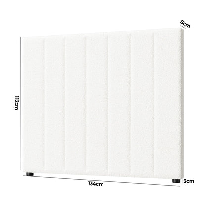 Oikiture Bed Frame Headboard King Single White Boucle-Headboards-PEROZ Accessories