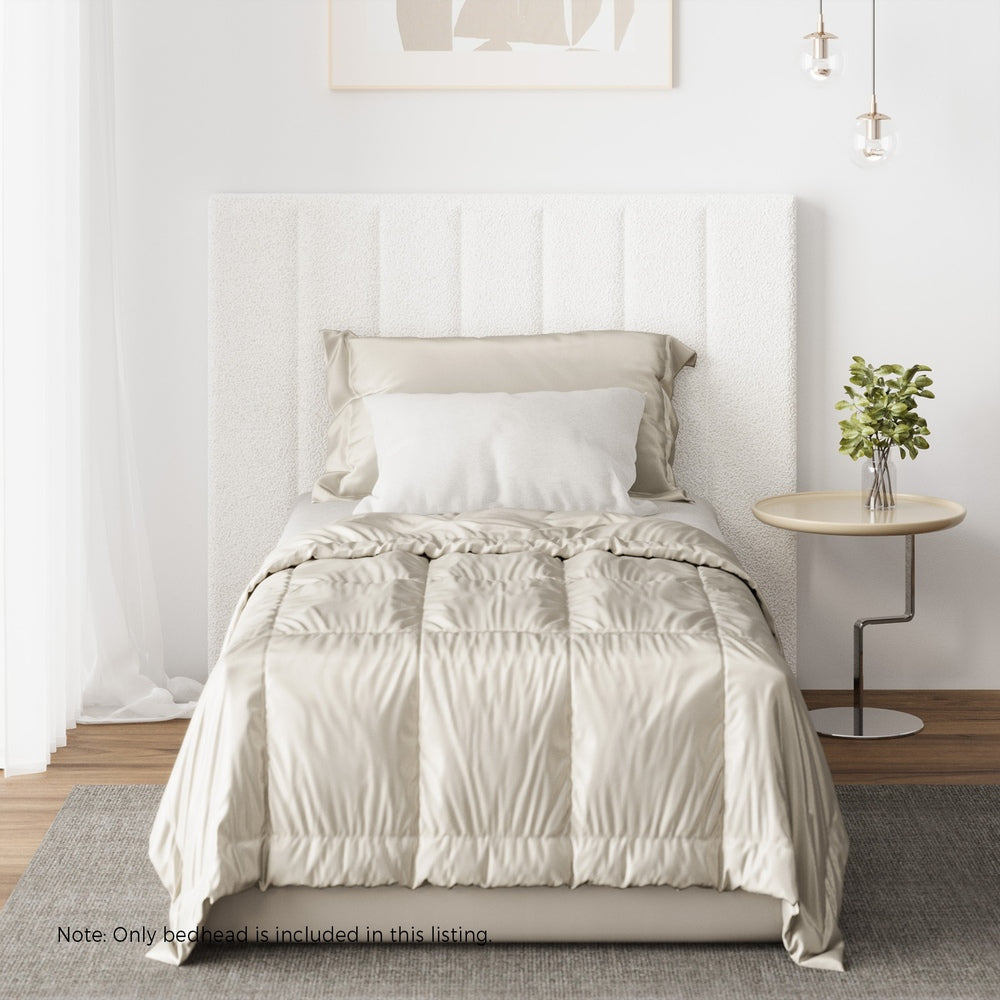 Oikiture Bed Frame Headboard King Single White Boucle-Headboards-PEROZ Accessories