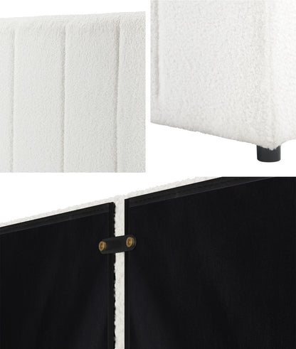 Oikiture Bed Frame Headboard King Single White Boucle-Headboards-PEROZ Accessories