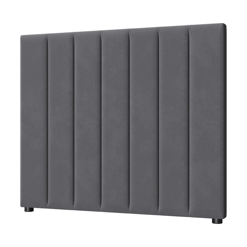 Oikiture Bed Frame Headboard King Single Size Grey Velvet-Headboard-PEROZ Accessories