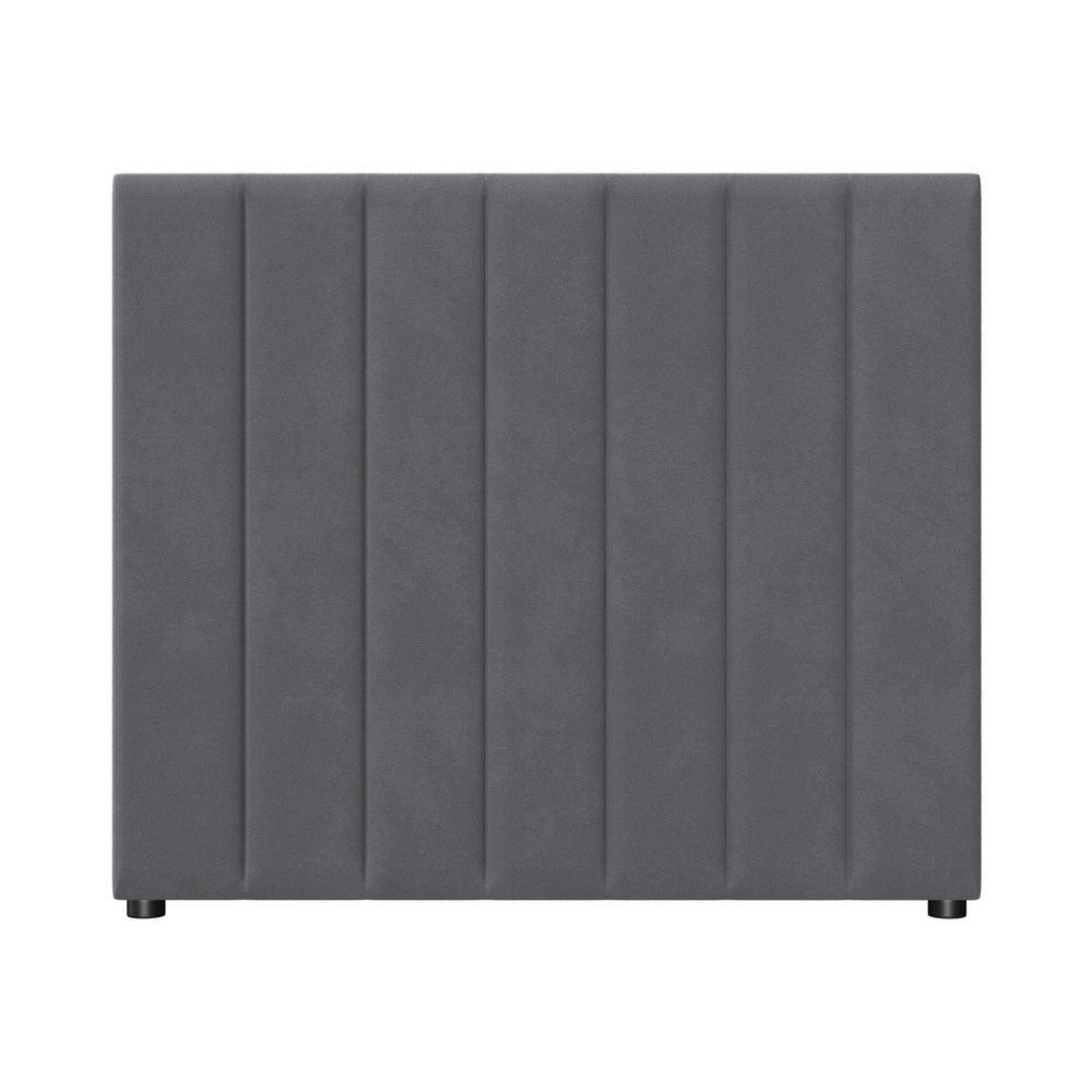 Oikiture Bed Frame Headboard King Single Size Grey Velvet-Headboard-PEROZ Accessories