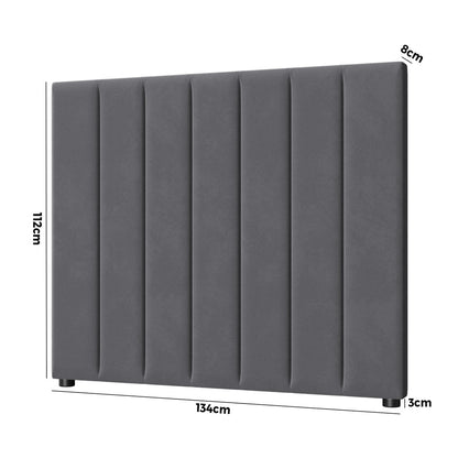 Oikiture Bed Frame Headboard King Single Size Grey Velvet-Headboard-PEROZ Accessories