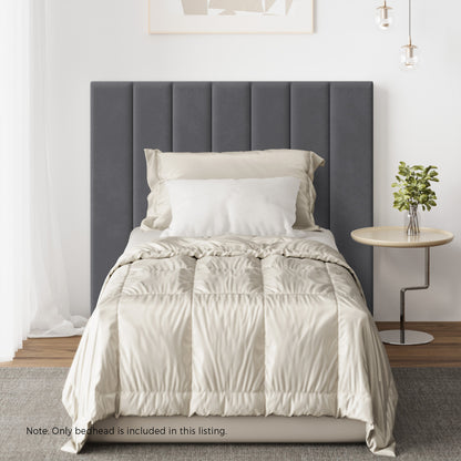 Oikiture Bed Frame Headboard King Single Size Grey Velvet-Headboard-PEROZ Accessories