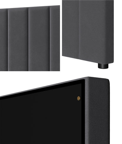 Oikiture Bed Frame Headboard King Single Size Grey Velvet-Headboard-PEROZ Accessories