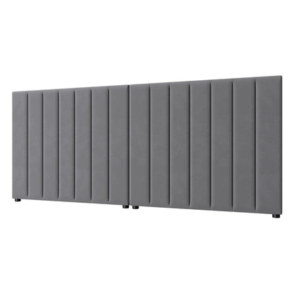 Oikiture Bed Frame Headboard Double Queen King Size Grey Velvet-Headboard-PEROZ Accessories