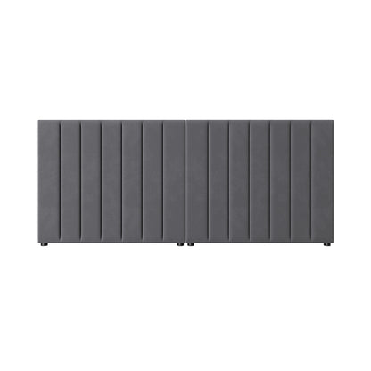 Oikiture Bed Frame Headboard Double Queen King Size Grey Velvet-Headboard-PEROZ Accessories