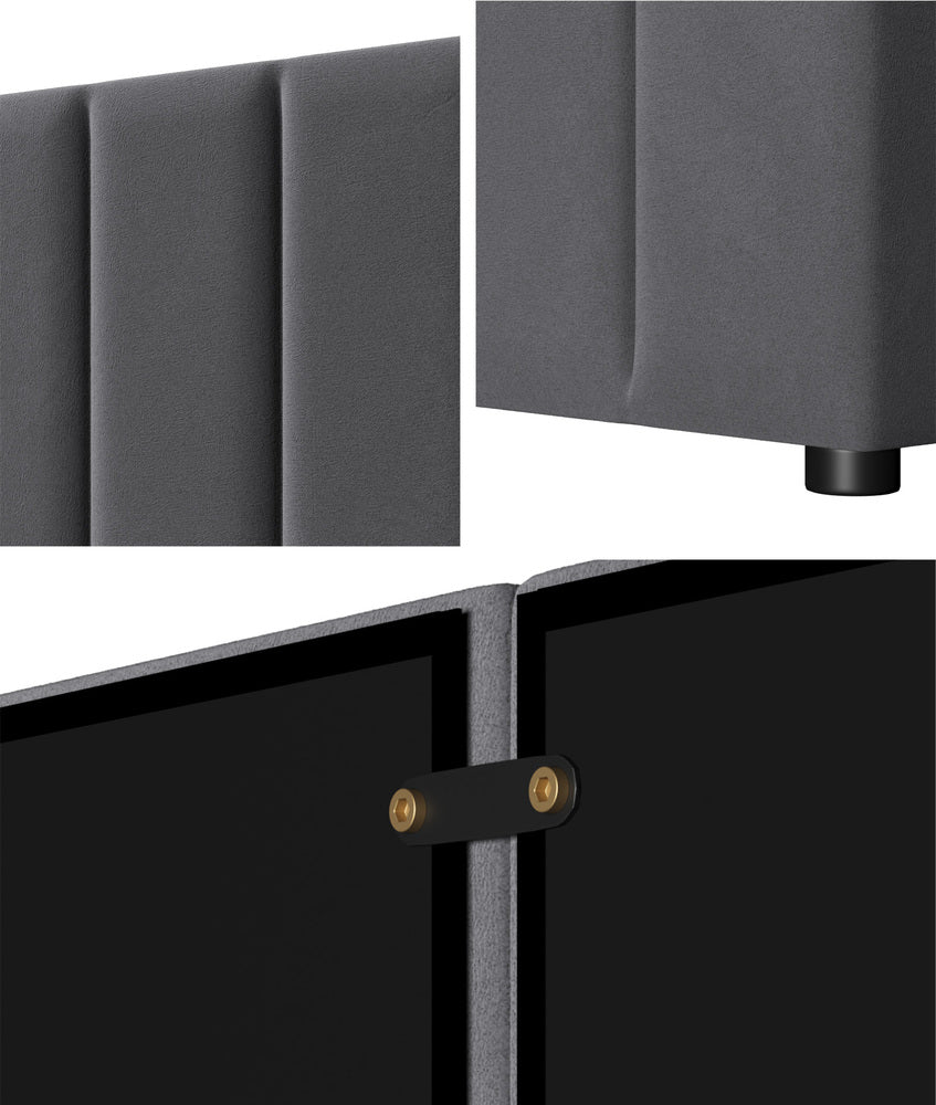 Oikiture Bed Frame Headboard Double Queen King Size Grey Velvet-Headboard-PEROZ Accessories