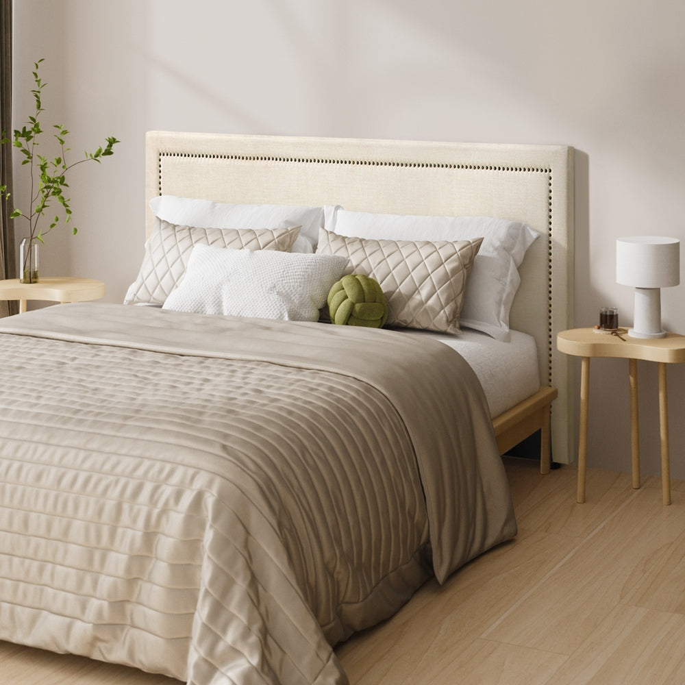 Oikiture Double Size Bed Headboard Bedhead Beige-Headboards-PEROZ Accessories