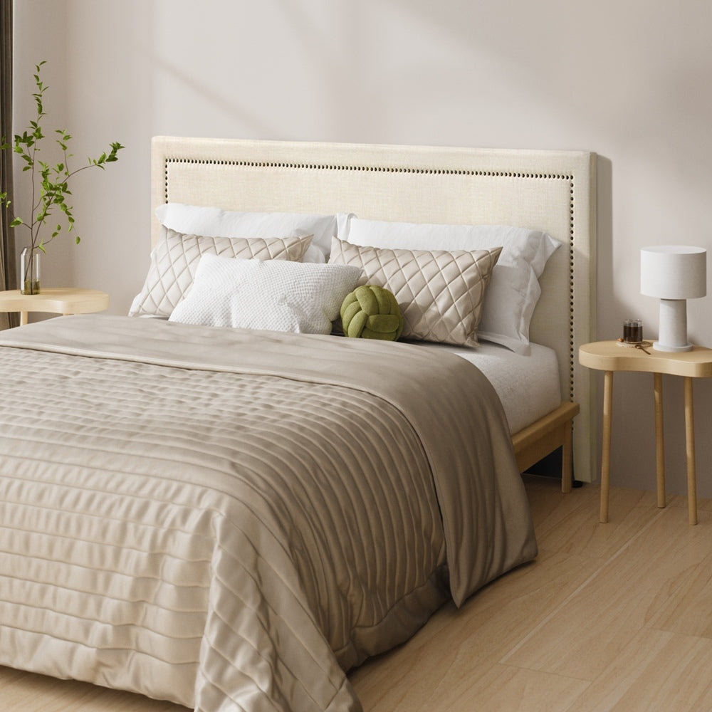 Oikiture Queen Size Bed Headboard Bedhead Beige-Headboards-PEROZ Accessories