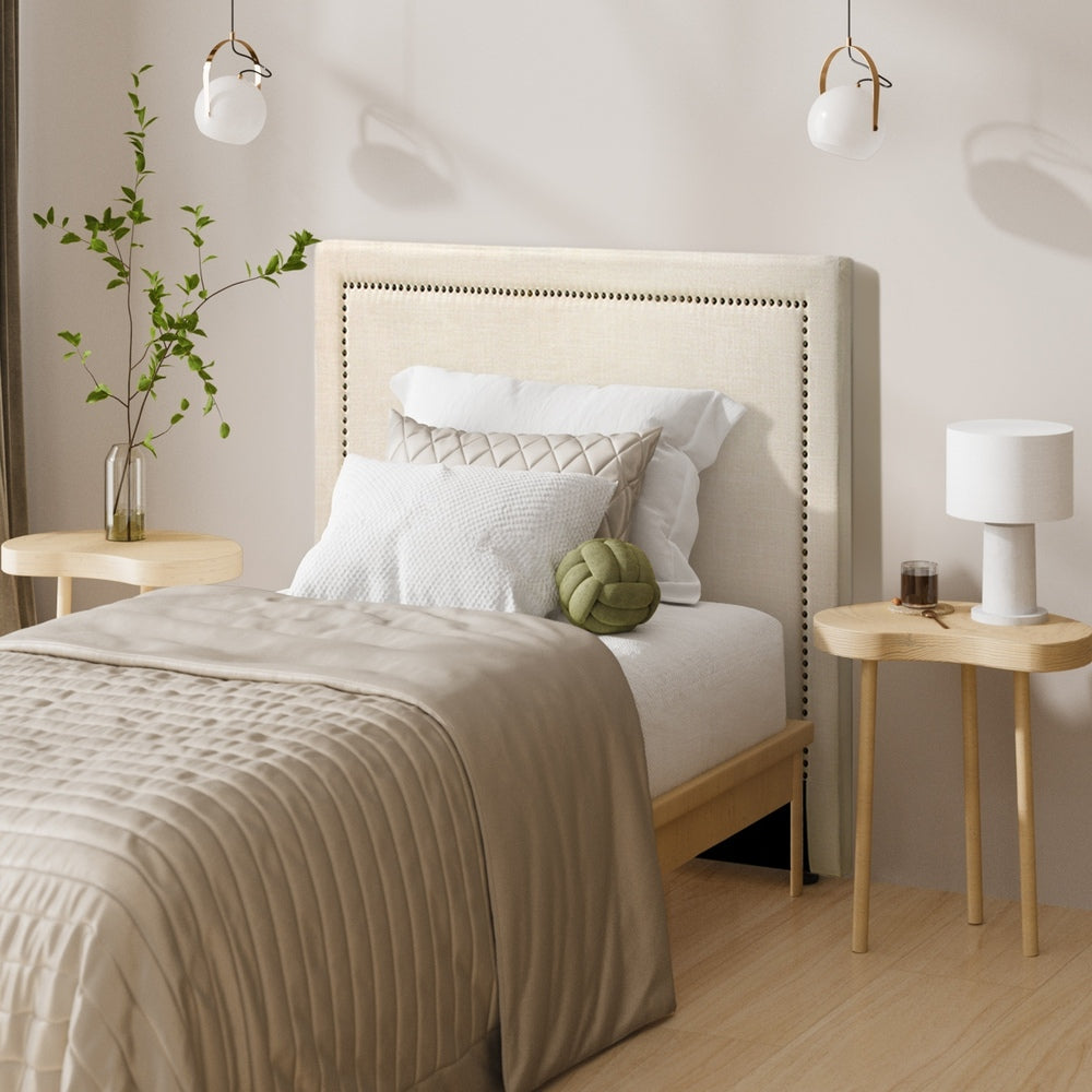 Oikiture Single Bed Headboard Bedhead Beige-Headboards-PEROZ Accessories