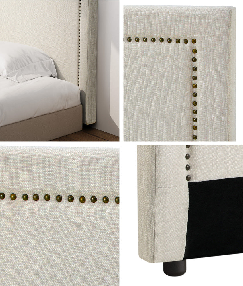 Oikiture Single Bed Headboard Bedhead Beige-Headboards-PEROZ Accessories