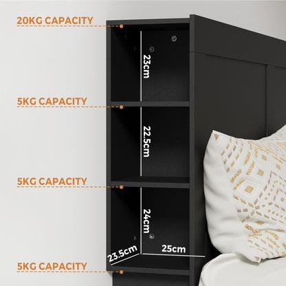 Oikiture Headboard Double Size Bedhead with Storage Shelves Black-Headboard-PEROZ Accessories