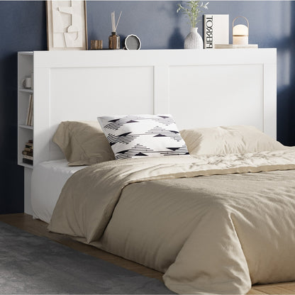 Oikiture Bed Head with Shelves King Size White-Headboard-PEROZ Accessories