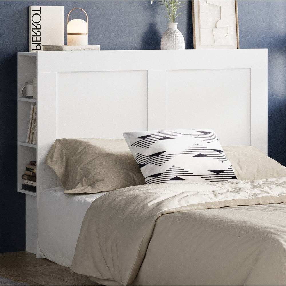 Oikiture Bed Head with Shelves Queen Size White-Headboard-PEROZ Accessories