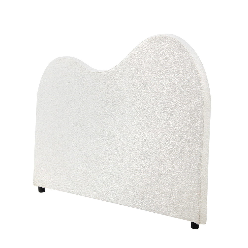 Oikiture Bed Head Double Size Headboard Boucle Fabric White-Headboards-PEROZ Accessories