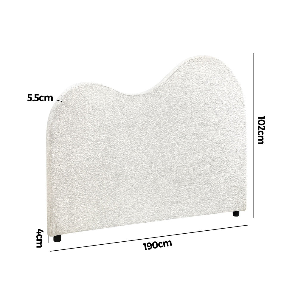 Oikiture Bed Head King Size Headboard Boucle Fabric White-Headboards-PEROZ Accessories