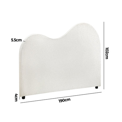 Oikiture Bed Head King Size Headboard Boucle Fabric White-Headboards-PEROZ Accessories