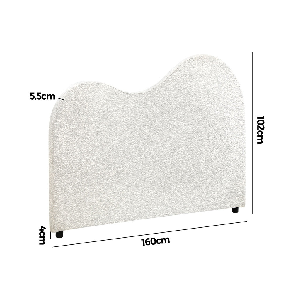 Oikiture Bed Head Queen Size Headboard Boucle Fabric White-Headboards-PEROZ Accessories