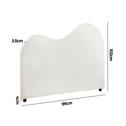 Oikiture Bed Head Single Size Headboard Boucle Fabric White-Headboards-PEROZ Accessories