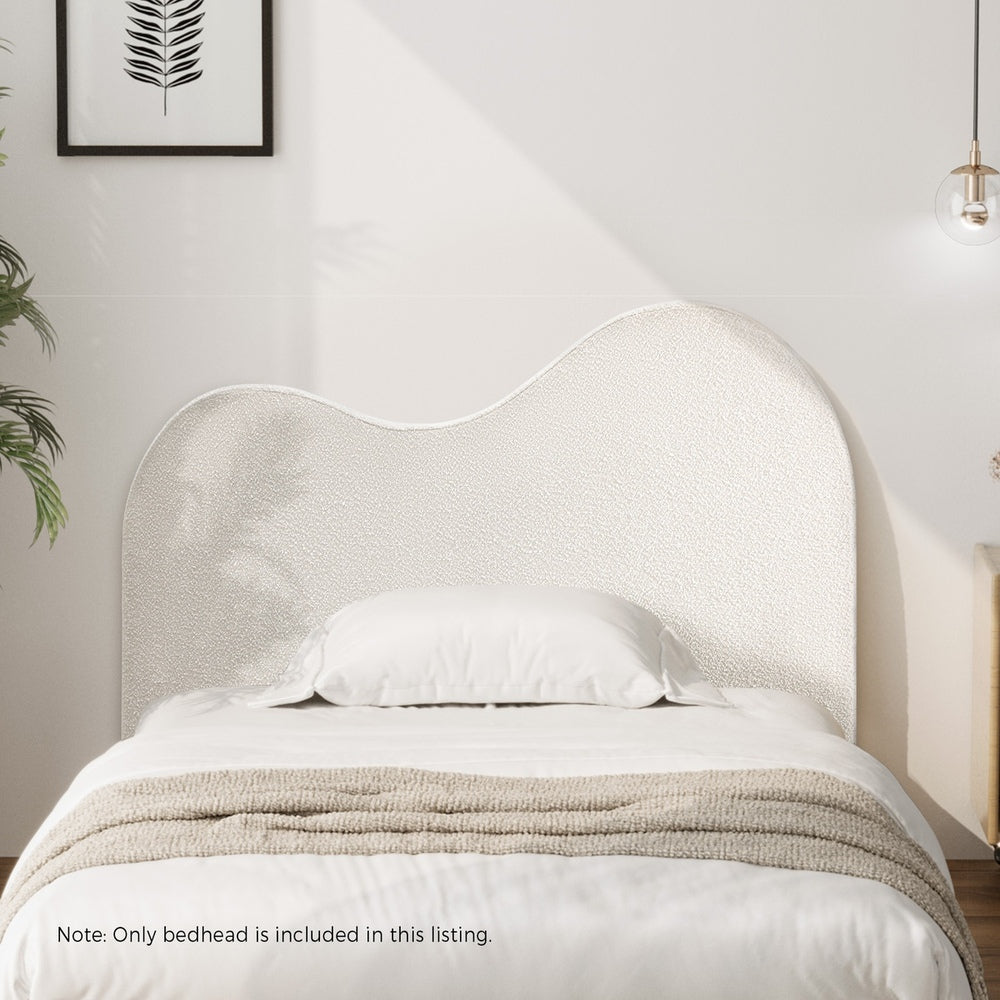 Oikiture Bed Head Single Size Headboard Boucle Fabric White-Headboards-PEROZ Accessories