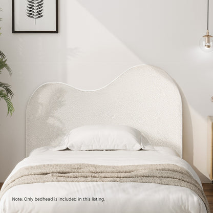 Oikiture Bed Head Single Size Headboard Boucle Fabric White-Headboards-PEROZ Accessories