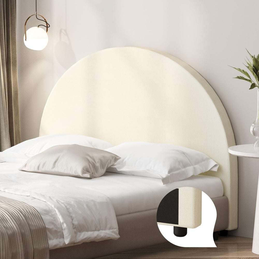 Oikiture Bed Head King Single Headboard Fabric Beige-Headboards-PEROZ Accessories
