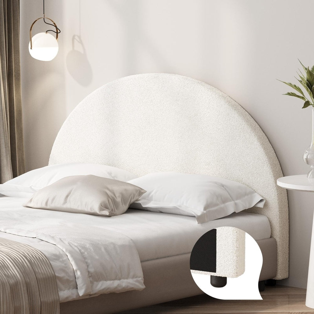 Oikiture Bed Head King Single Size Headboard Bedhead Boucle White-Headboards-PEROZ Accessories