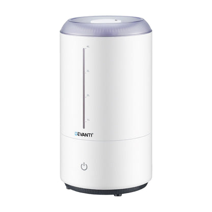 Devanti Ultrasonic Humidifier Aroma Diffuser Top Fill Quiet Bedroom 4L White