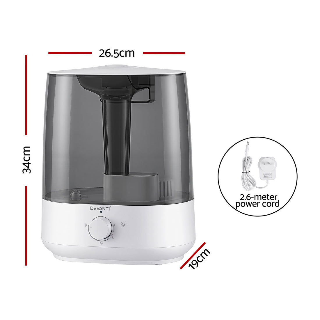 Devanti Ultrasonic Humidifier Aroma Diffuser Top Fill Quiet Bedroom 6L-Appliances > Aroma Diffusers &amp; Humidifiers > Humidifiers-PEROZ Accessories
