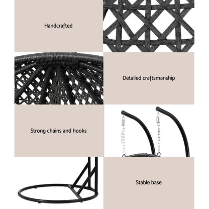 Gardeon Outdoor Swing Chair Hanging Rattan Patio Furniture Pod Stand Cushion 2 Seater-Home &amp; Garden &gt; Hammocks &gt; Hammocks &amp; Accessories-PEROZ Accessories