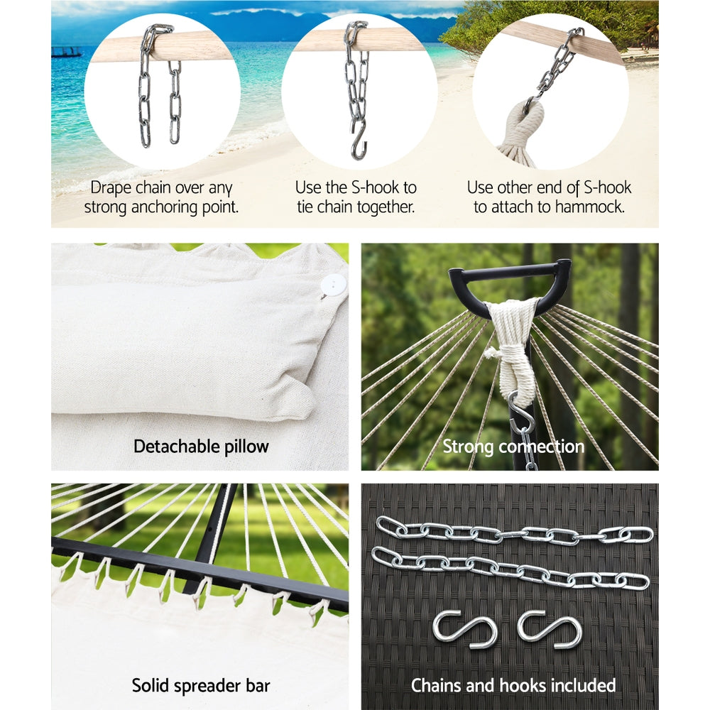 Gardeon Hammock Bed Outdoor Camping Portable Hanging Chair 2 Person Piillow-Hammock-PEROZ Accessories
