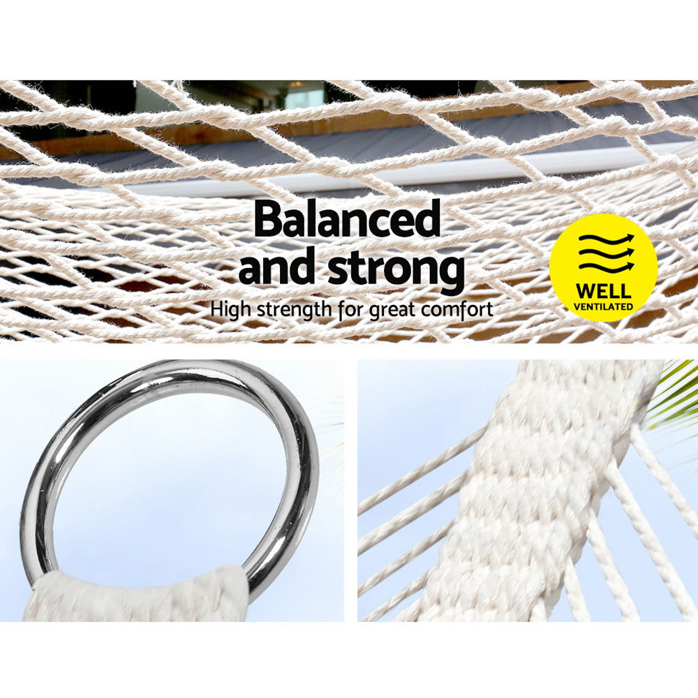Gardeon Hammock Bed Outdoor Chair Camping Hanging Hammocks Mesh 2 Person-Hammock-PEROZ Accessories