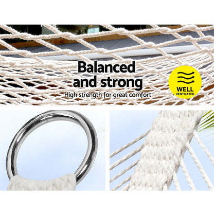 Gardeon Hammock Bed Outdoor Chair Camping Hanging Hammocks Mesh 2 Person-Hammock-PEROZ Accessories
