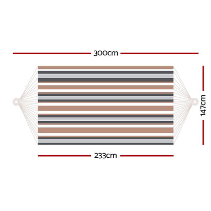 Gardeon Hammock Bed Outdoor Camping Hammocks Beige Grey-Home &amp; Garden &gt; Hammocks &gt; Hammocks &amp; Accessories-PEROZ Accessories