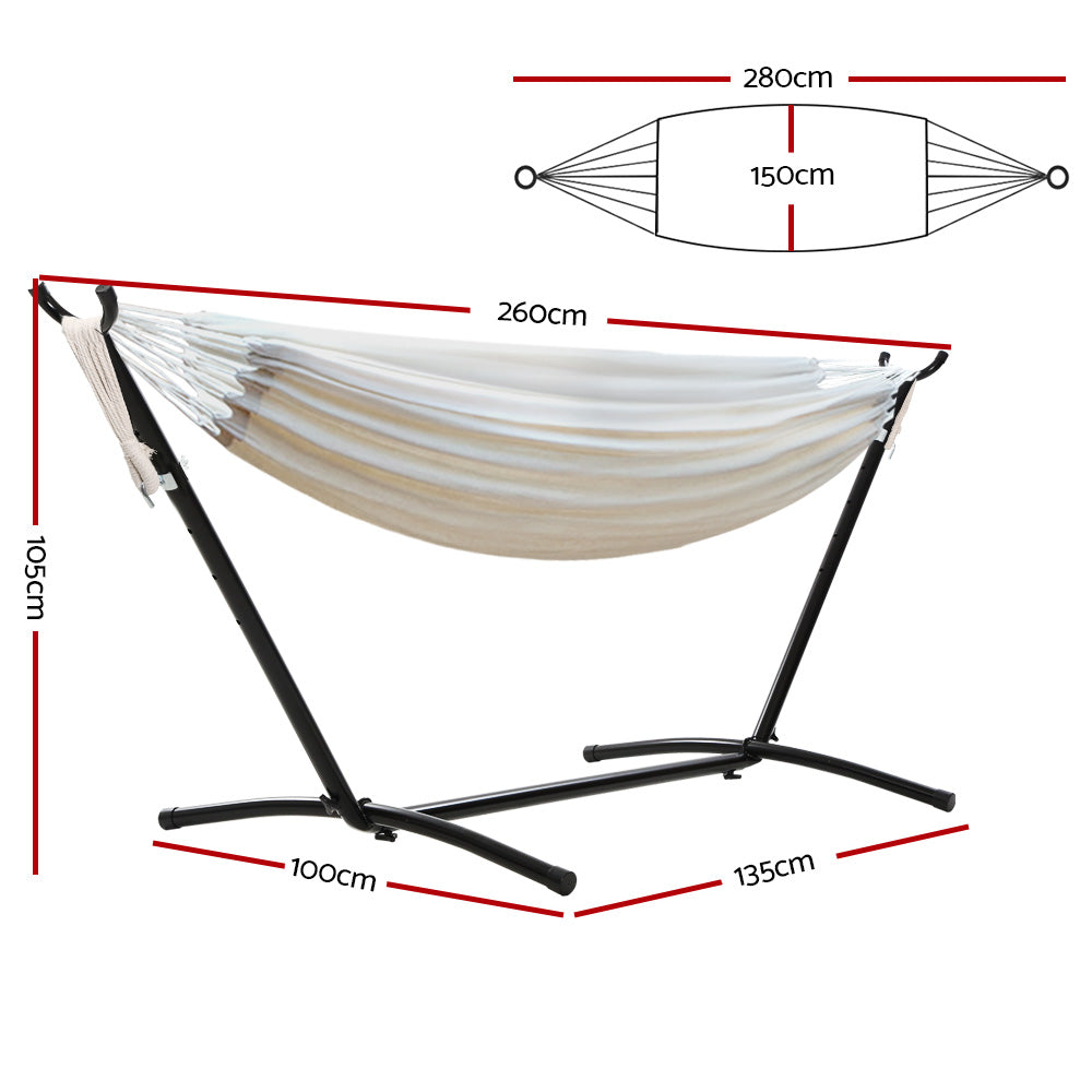 Gardeon Hammock Bed Camping Chair Outdoor Lounge Single Cotton with Stand-Hammock-PEROZ Accessories