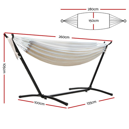 Gardeon Hammock Bed Camping Chair Outdoor Lounge Single Cotton with Stand-Hammock-PEROZ Accessories