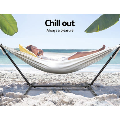 Gardeon Hammock Bed Camping Chair Outdoor Lounge Single Cotton with Stand-Hammock-PEROZ Accessories