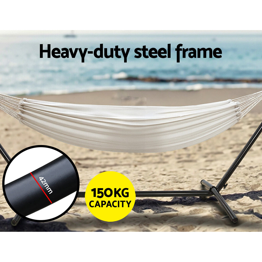 Gardeon Hammock Bed Camping Chair Outdoor Lounge Single Cotton with Stand-Hammock-PEROZ Accessories