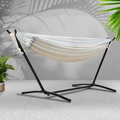Gardeon Hammock Bed Camping Chair Outdoor Lounge Single Cotton with Stand-Hammock-PEROZ Accessories